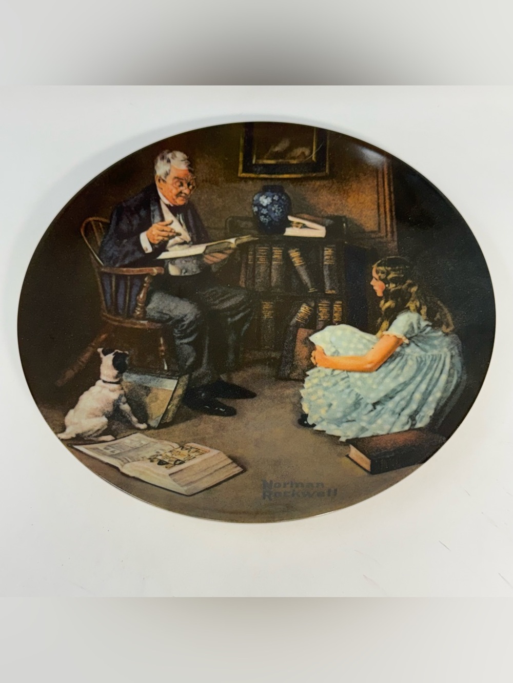 Norman Rockwell plate of his painting “the storyteller” limited edition 1989